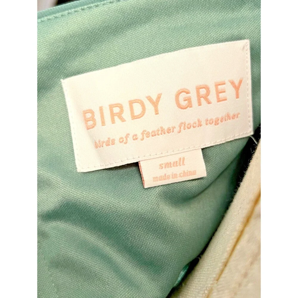 BIRDY GREY Womens S Dress Gown One Shoulder Chiffon Sea Glass Green Goddess Maxi